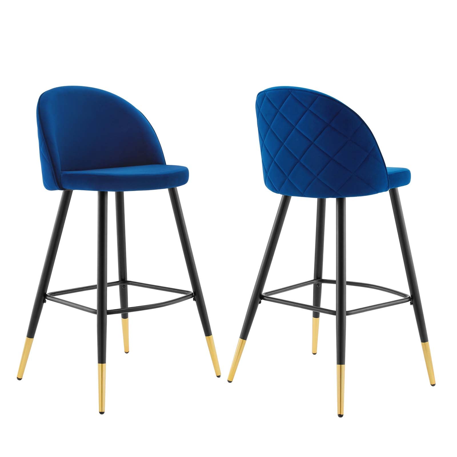 Modway Barstools - Cordial-Performance-Velvet-Bar-Stools---Set-of-2-Navy