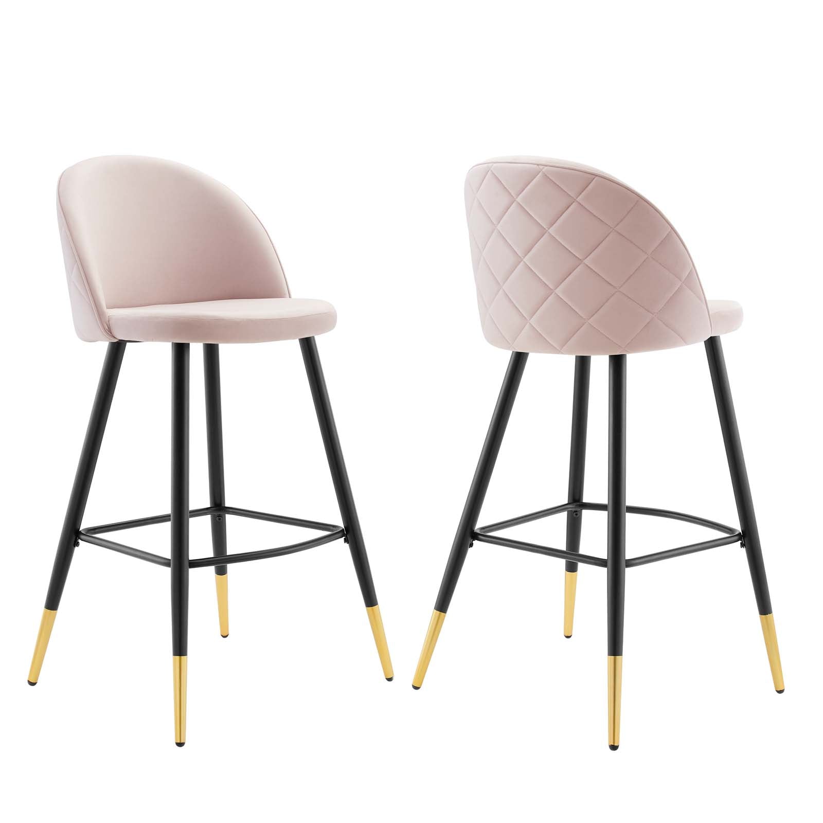 Modway Barstools - Cordial-Performance-Velvet-Bar-Stools---Set-of-2-Pink