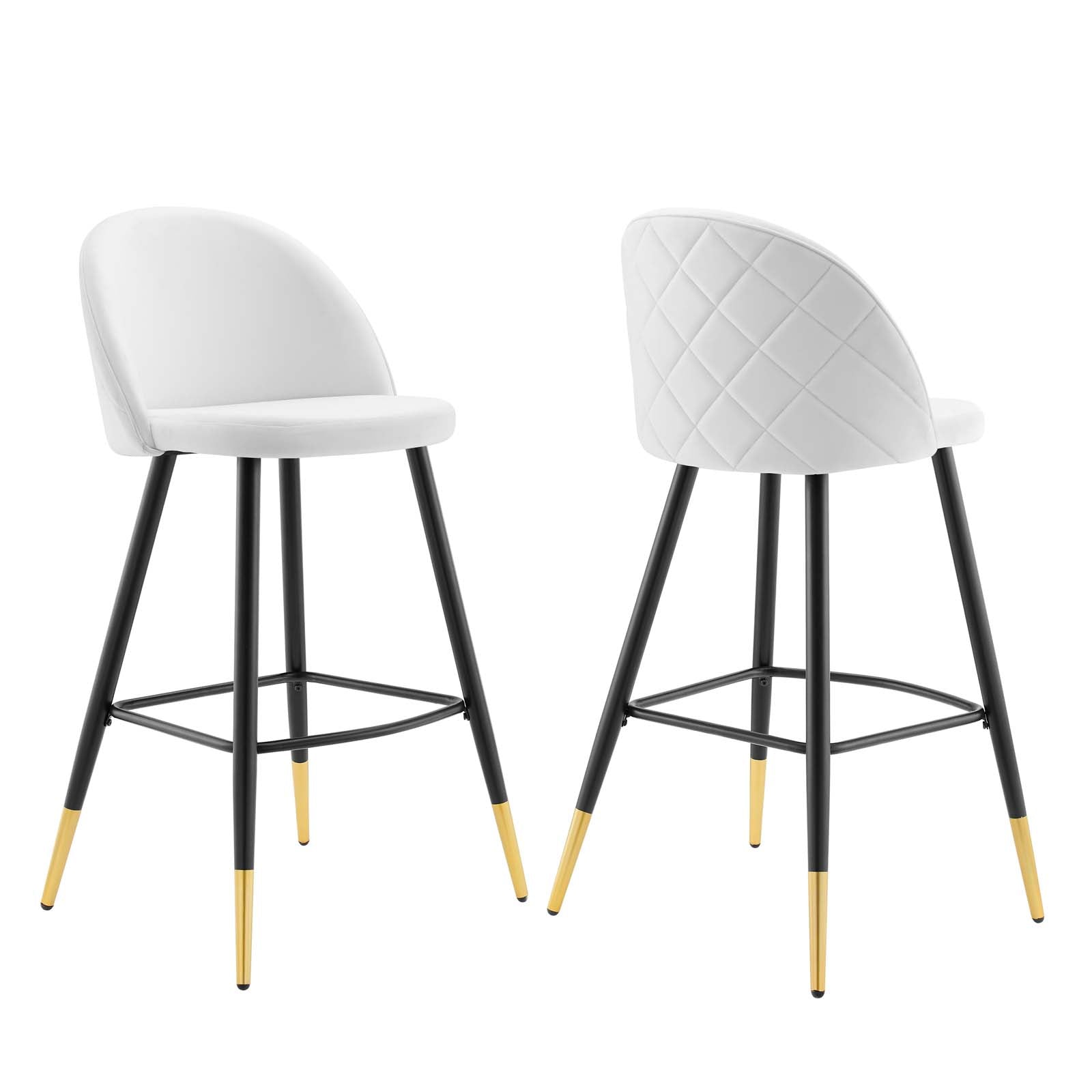 Modway Barstools - Cordial Performance Velvet Bar Stools - Set of 2 White