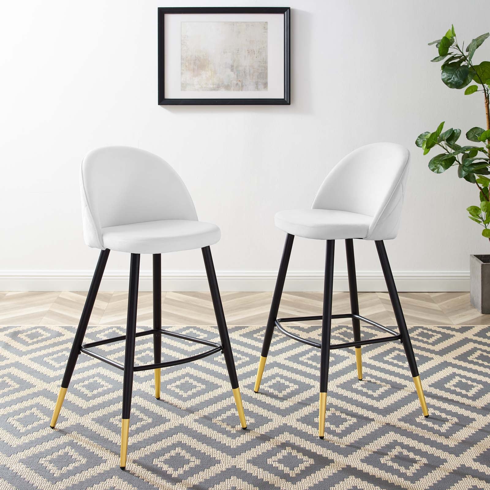 Modway Barstools - Cordial Performance Velvet Bar Stools - Set of 2 White
