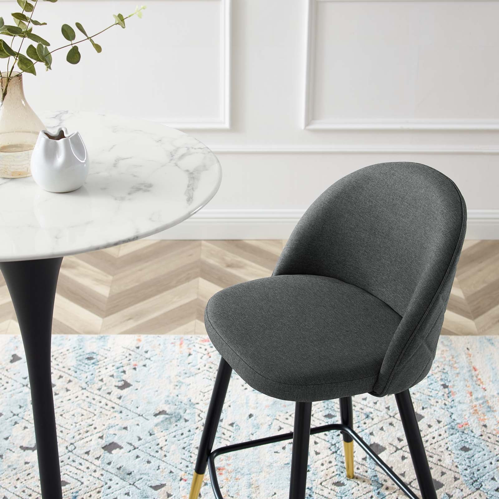 Modway Barstools - Cordial Fabric Counter Stools - Set of 2 Gray
