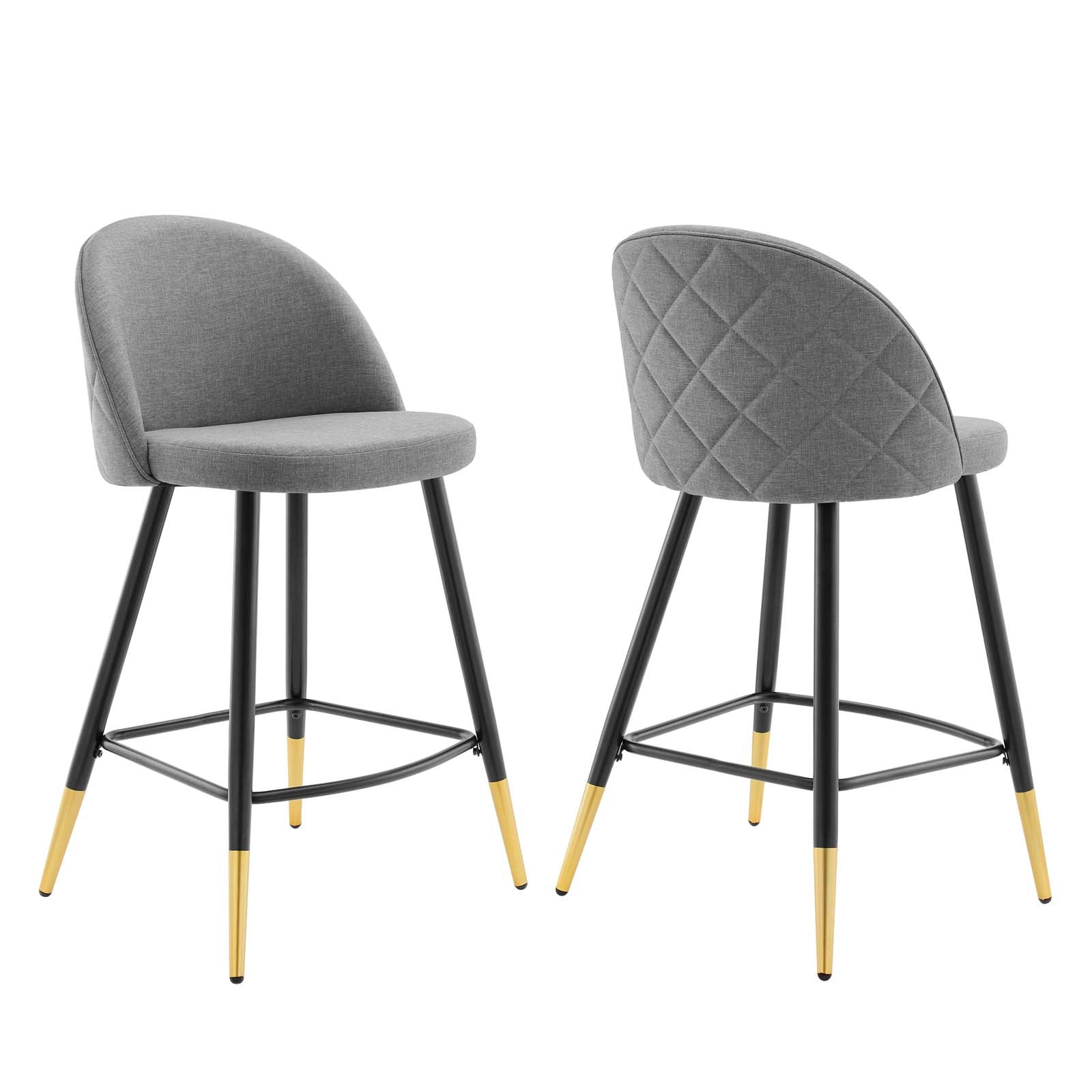 Modway Barstools - Cordial Fabric Counter Stools - ( Set of 2 ) Light Gray