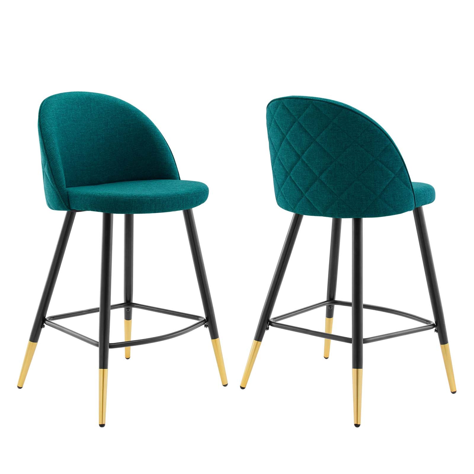 Modway Barstools - Cordial Fabric Counter Stools - ( Set of 2 ) Teal