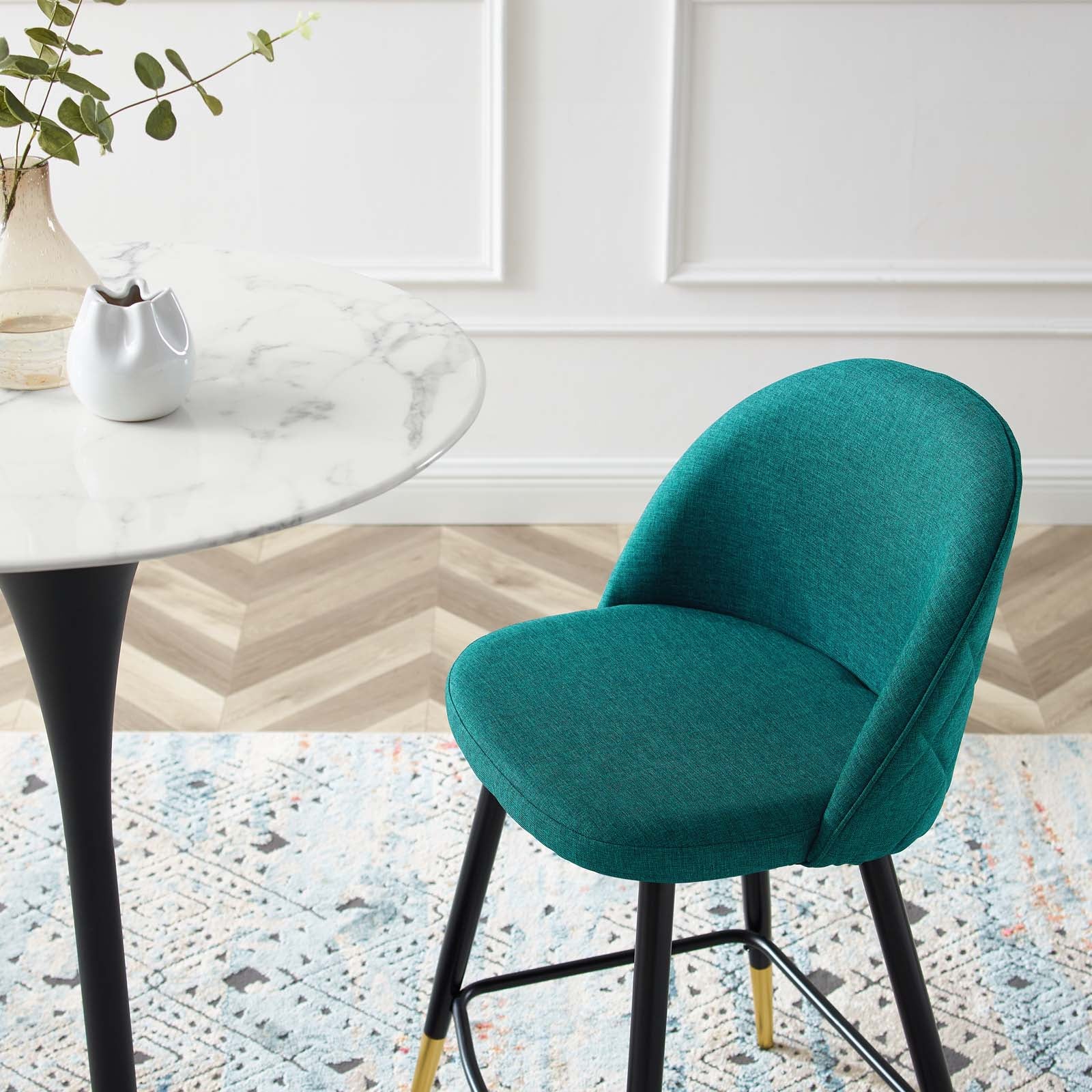 Cordial Fabric Counter Stools Set of 2 Teal