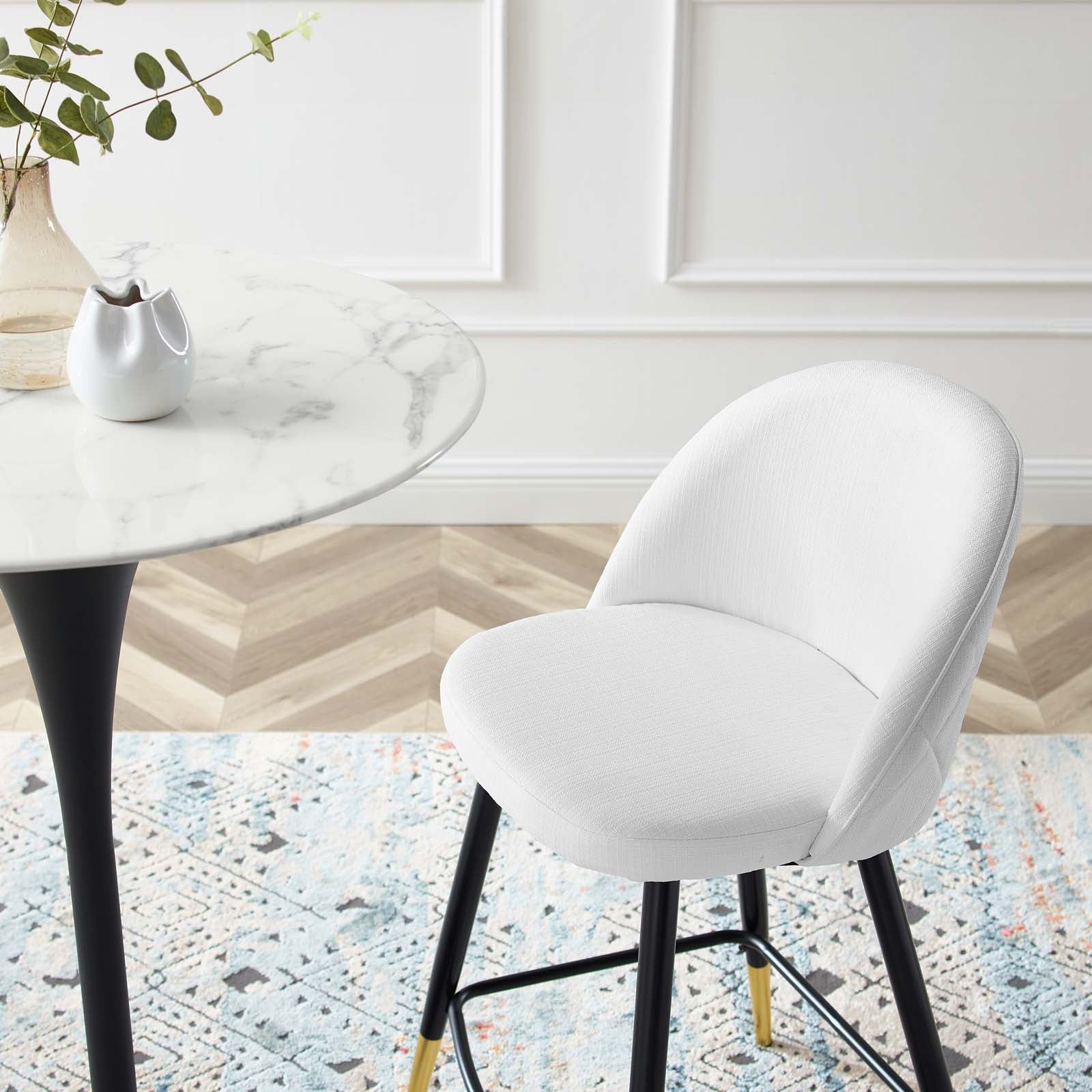 Modway Barstools - Cordial Fabric Counter Stools - ( Set of 2 ) White