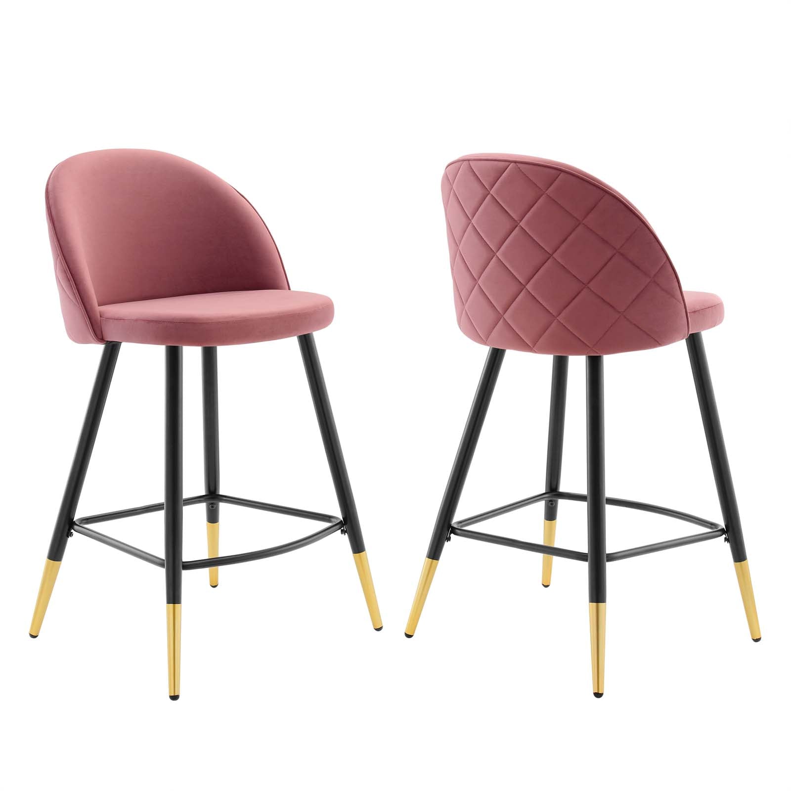 Modway Barstools - Cordial Performance Velvet Counter Stools - Set of 2 Dusty Rose