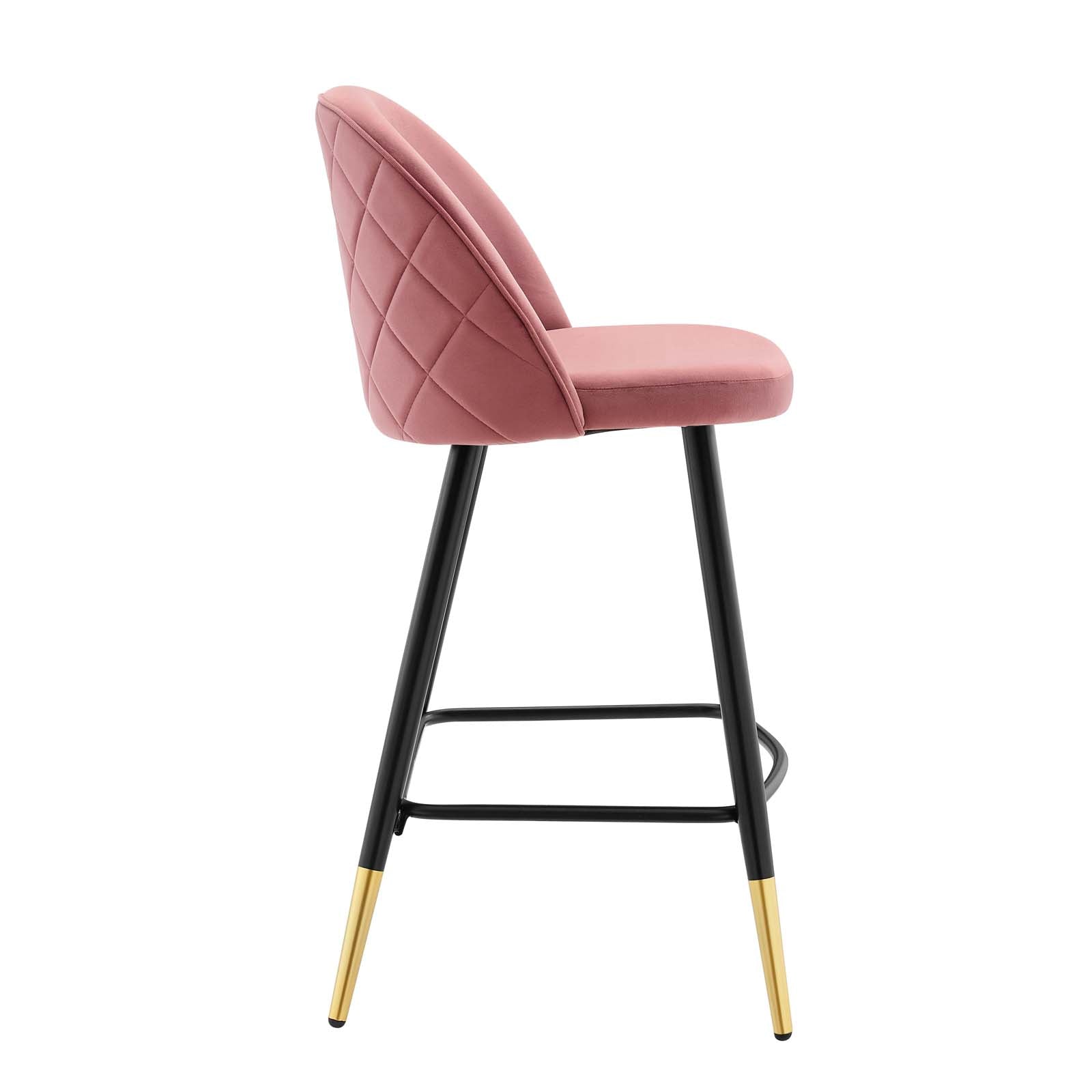 Modway Barstools - Cordial Performance Velvet Counter Stools - Set of 2 Dusty Rose