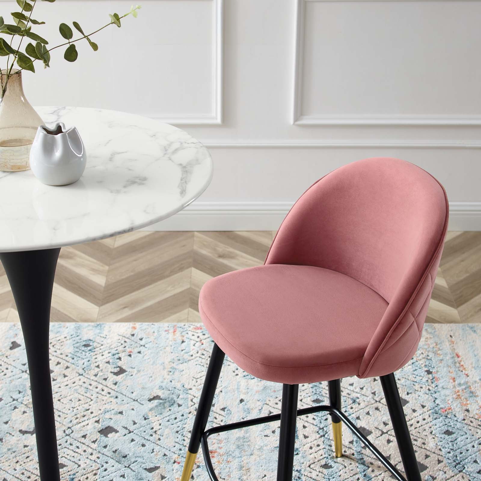 Modway Barstools - Cordial Performance Velvet Counter Stools - Set of 2 Dusty Rose