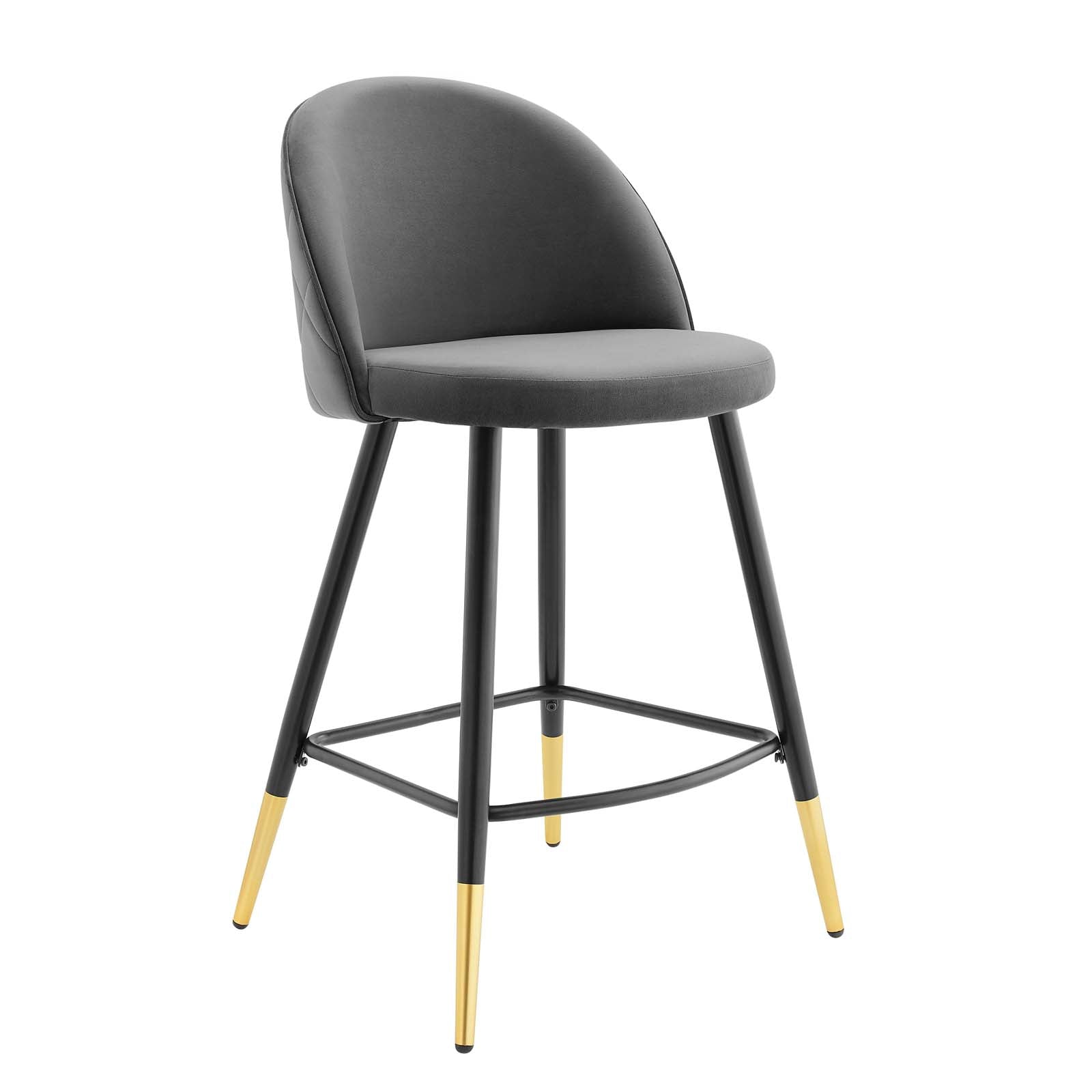 Modway Barstools - Cordial Performance Velvet Counter Stools - ( Set of 2 ) Gray
