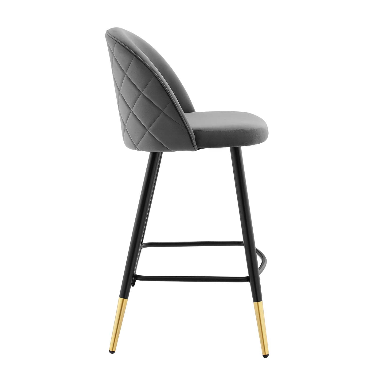 Modway Barstools - Cordial Performance Velvet Counter Stools - ( Set of 2 ) Gray