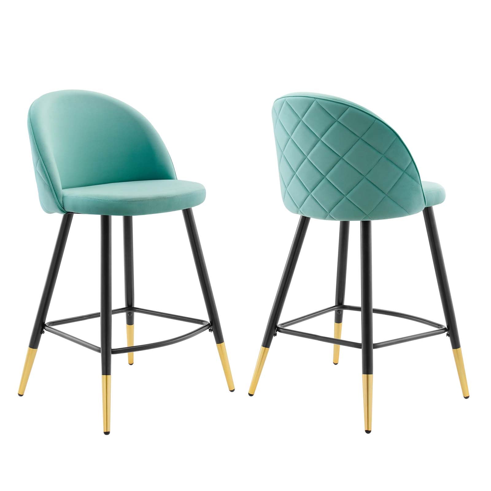 Modway Barstools - Cordial Performance Velvet Counter Stools - Set of 2 Mint