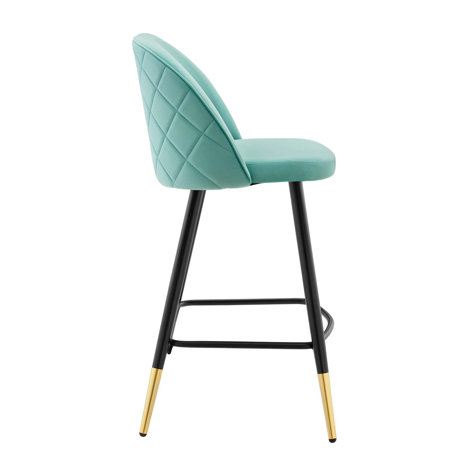 Modway Barstools - Cordial Performance Velvet Counter Stools - Set of 2 Mint