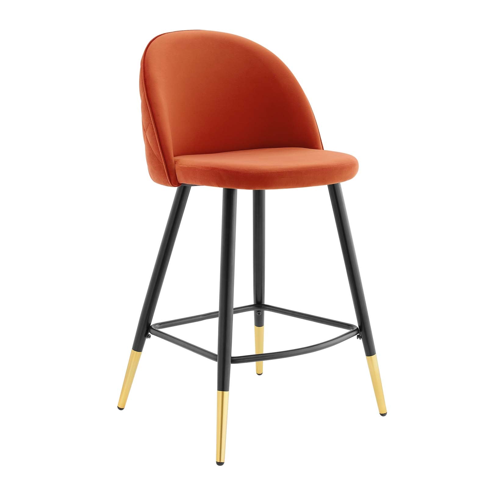 Modway Barstools - Cordial Performance Velvet Counter Stools - ( Set of 2 ) Orange