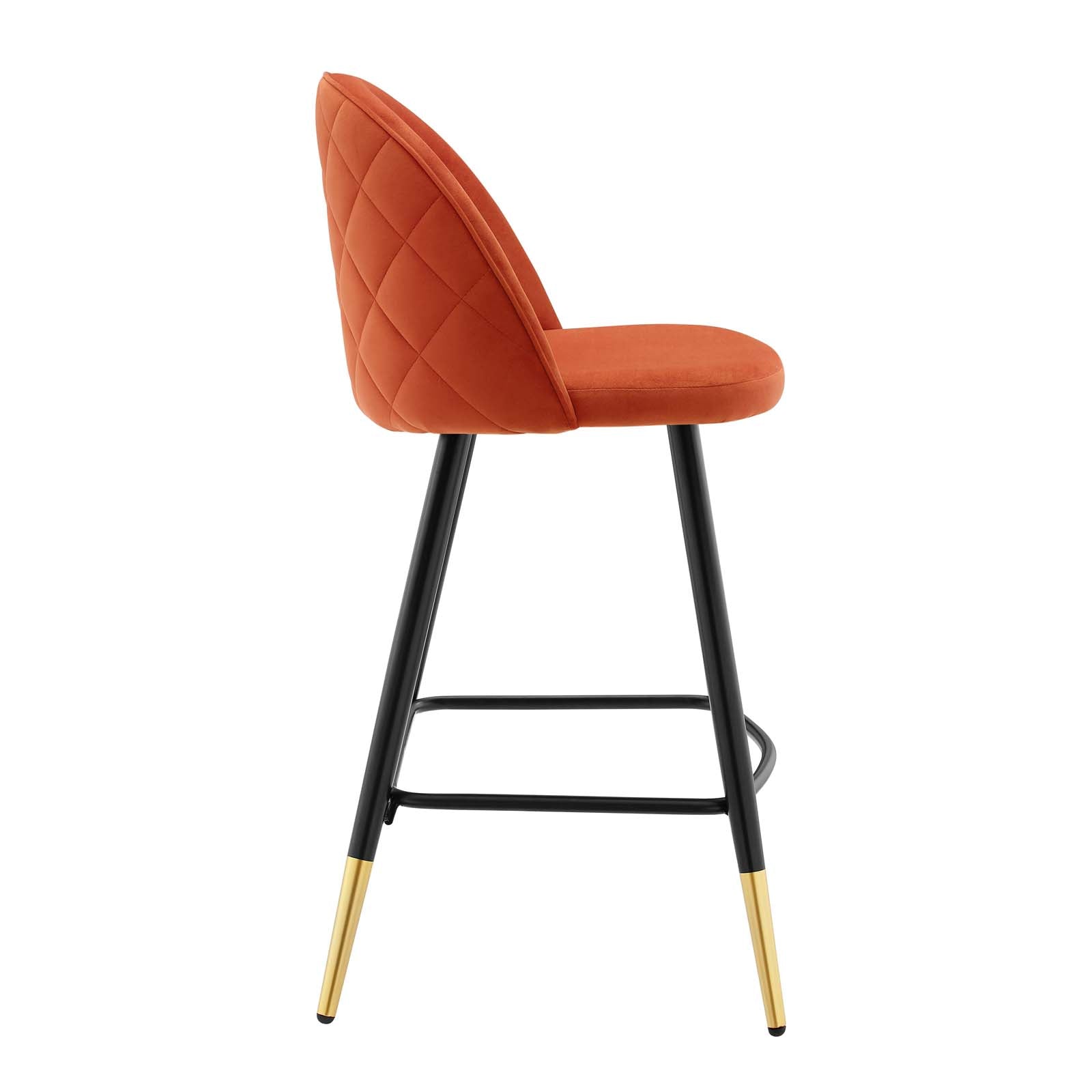 Modway Barstools - Cordial Performance Velvet Counter Stools - ( Set of 2 ) Orange