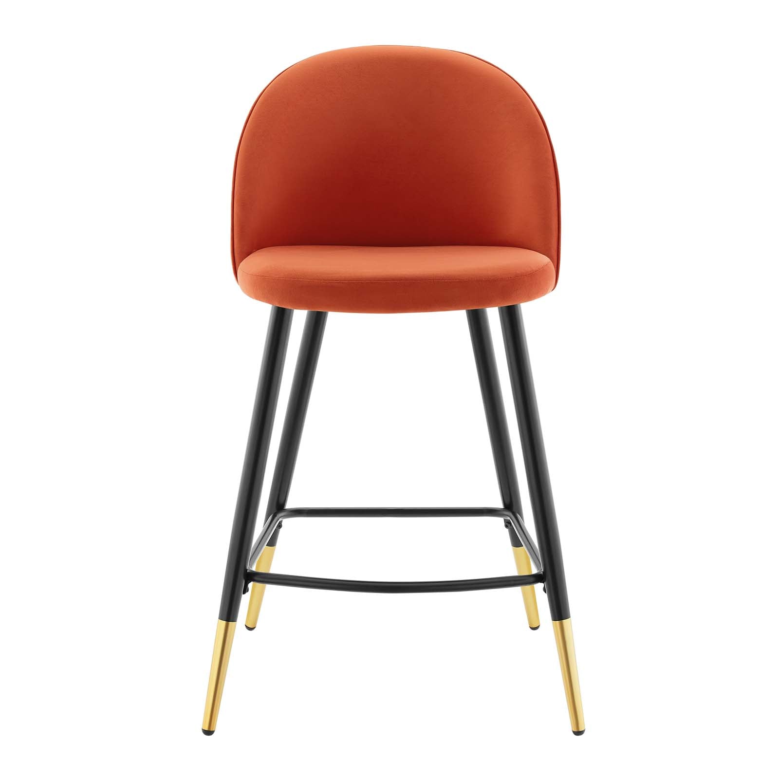 Modway Barstools - Cordial Performance Velvet Counter Stools - ( Set of 2 ) Orange