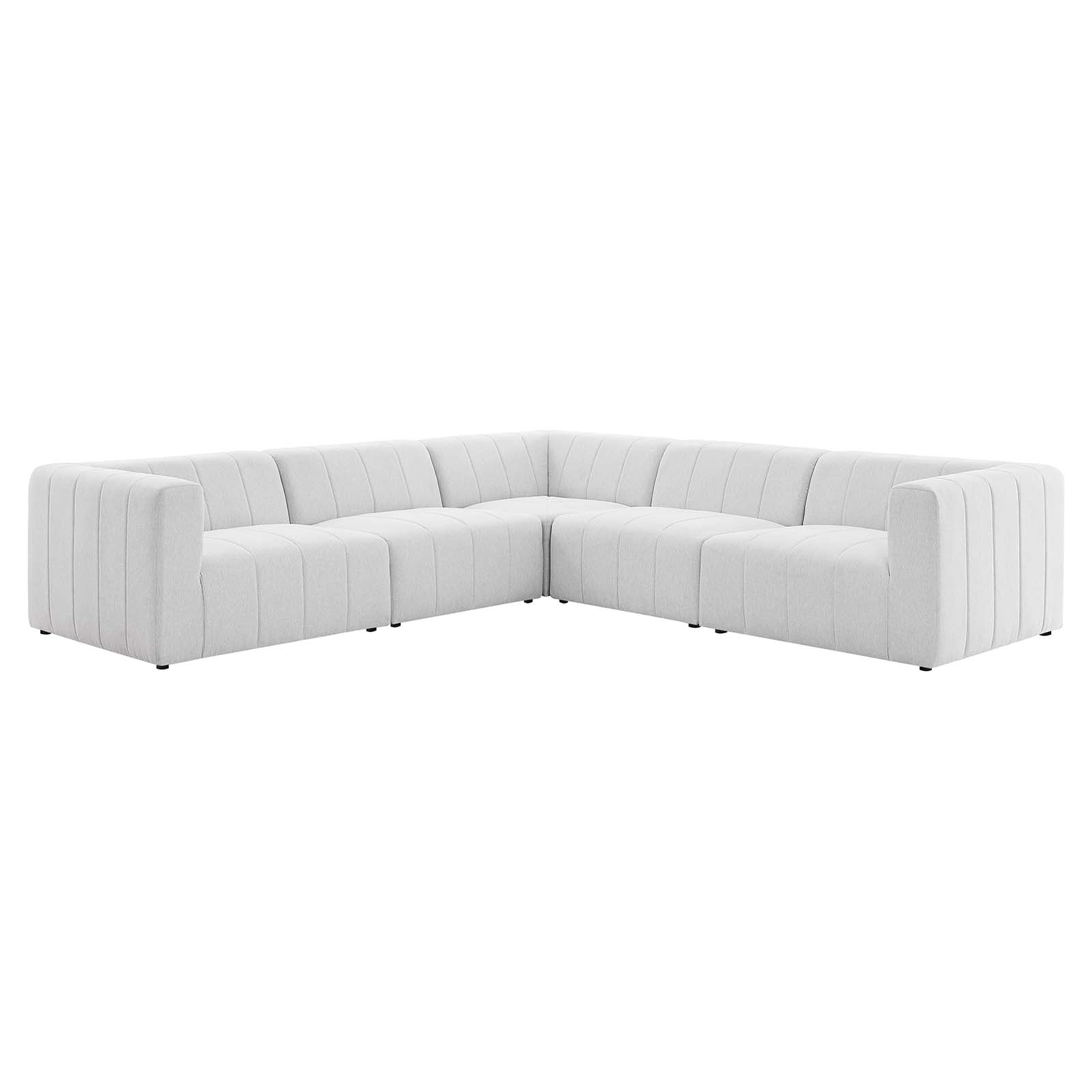 Modway Sectional Sofas - Bartlett Upholstered Fabric 5-Piece Sectional Sofa Ivory