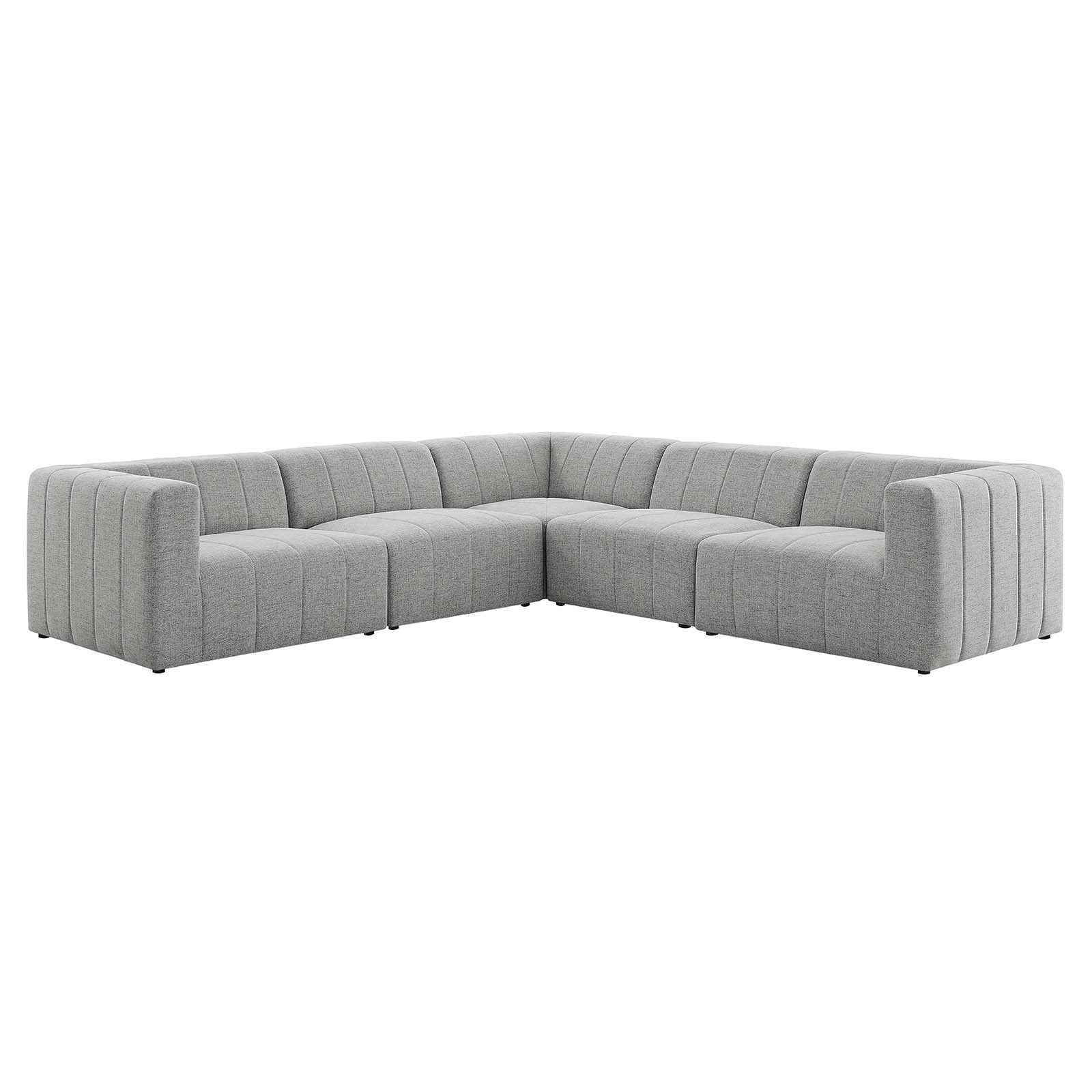 Modway Sectional Sofas - Bartlett Upholstered Fabric 5-Piece Sectional Sofa Light Gray
