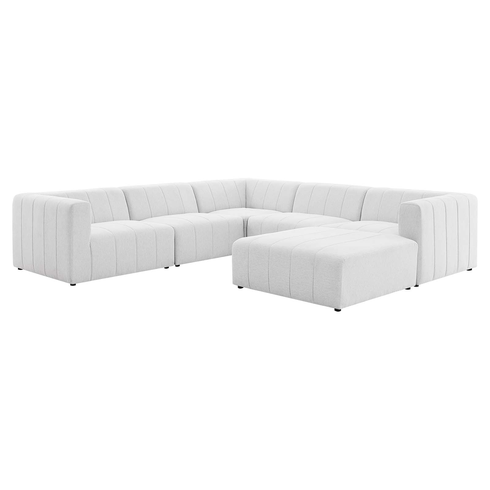Modway Sectional Sofas - Bartlett Upholstered Fabric 6-Piece Sectional Sofa Ivory