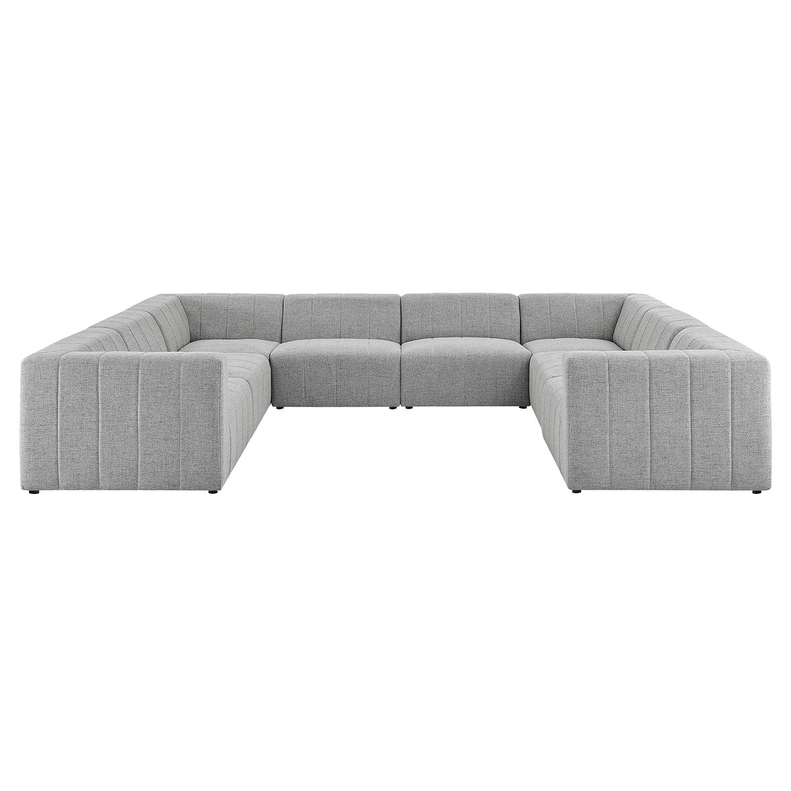 Modway Sectional Sofas - Bartlett Upholstered Fabric 8-Piece Sectional Sofa Light Gray