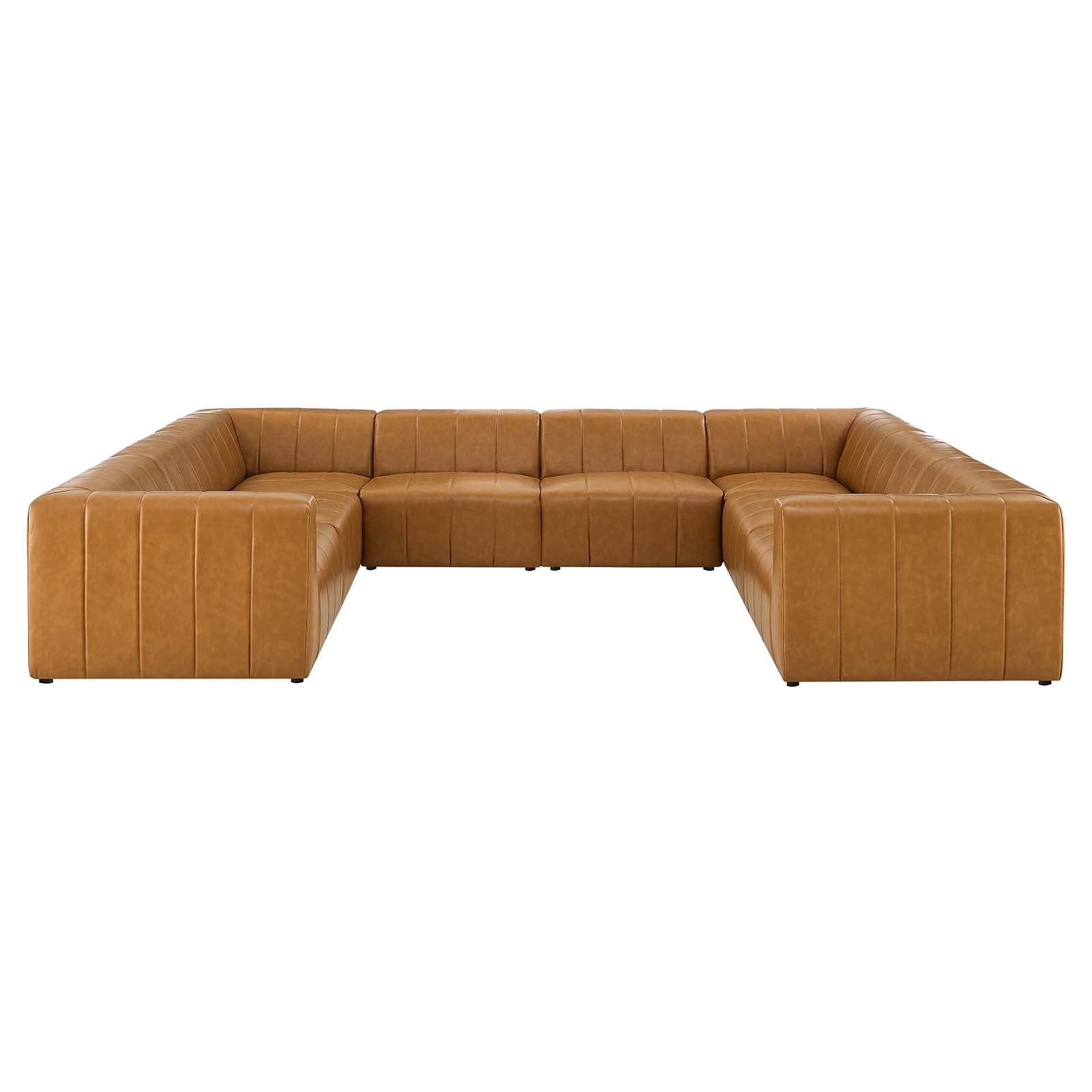 Modway Sectional Sofas - Bartlett Vegan Leather 8-Piece Sectional Sofa Tan