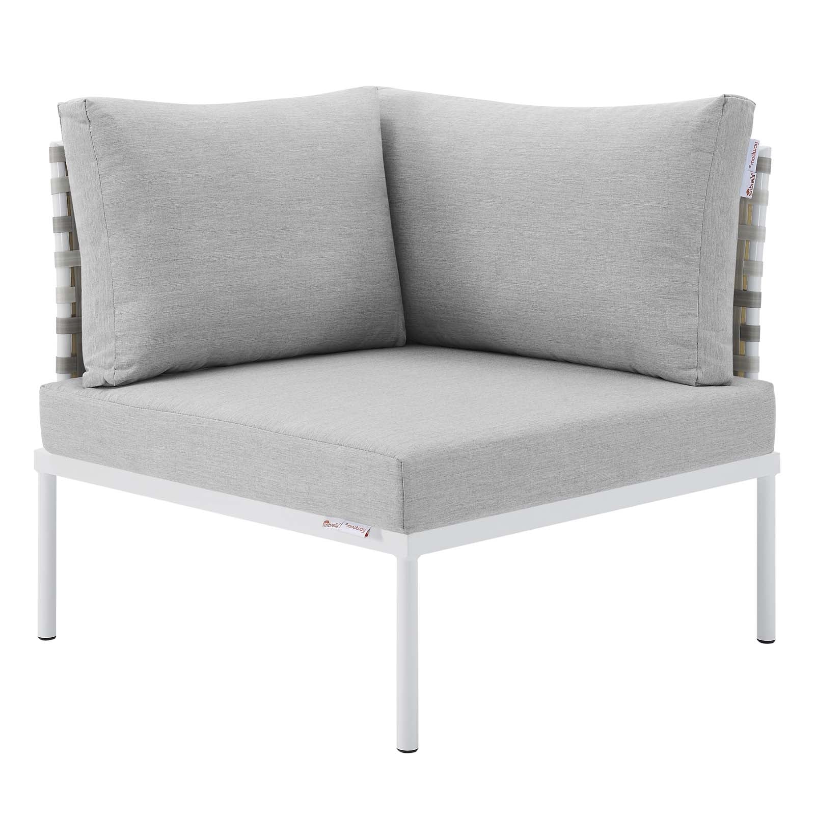 Modway Outdoor Chairs - Harmony Sunbrella Basket Weave Outdoor Patio Aluminum Corner Chair Taupe Gray