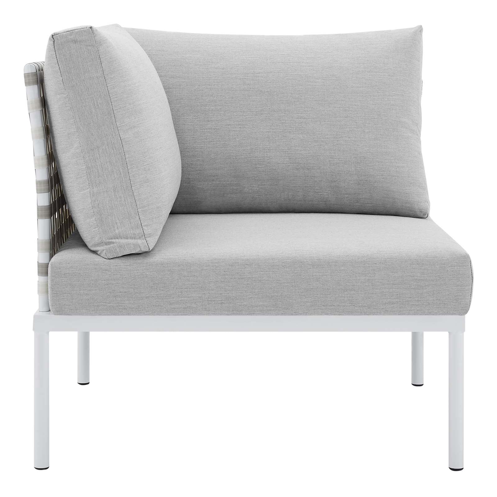 Modway Outdoor Chairs - Harmony Sunbrella Basket Weave Outdoor Patio Aluminum Corner Chair Taupe Gray
