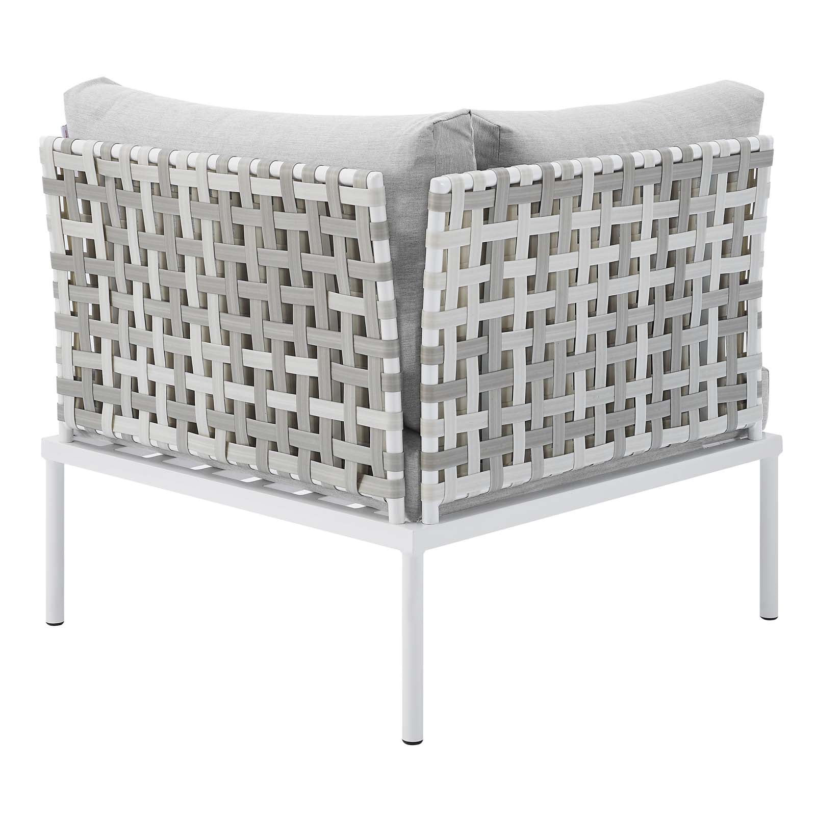 Modway Outdoor Chairs - Harmony Sunbrella Basket Weave Outdoor Patio Aluminum Corner Chair Taupe Gray