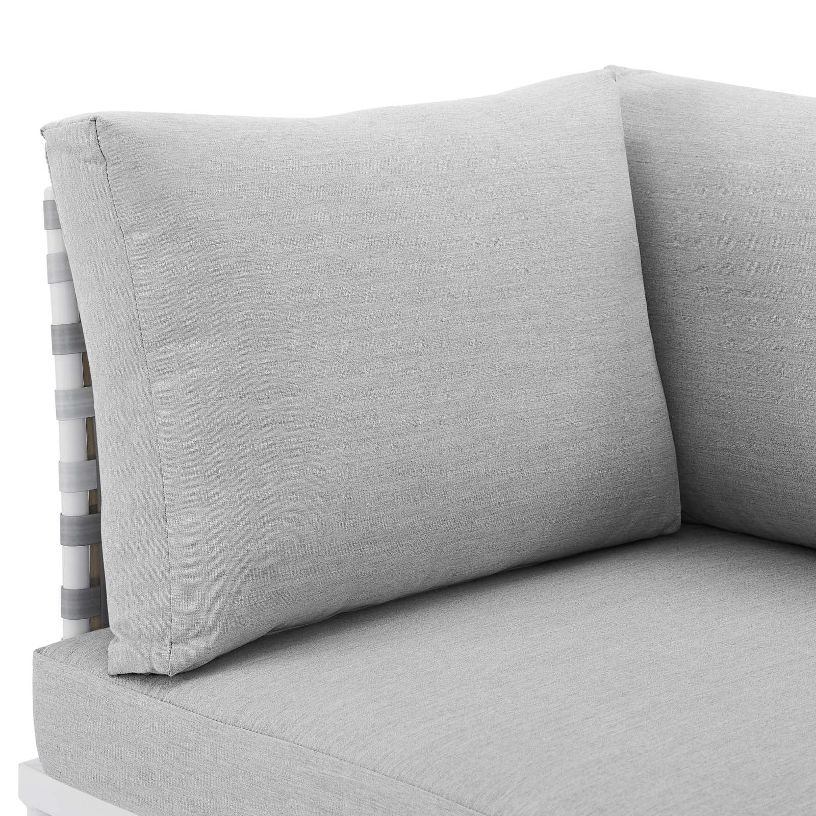 Modway Outdoor Chairs - Harmony Sunbrella Basket Weave Outdoor Patio Aluminum Corner Chair Taupe Gray