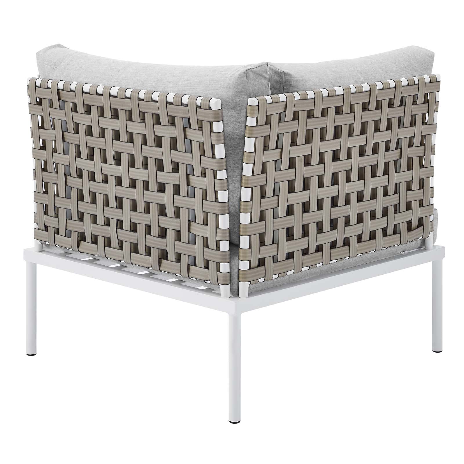 Modway Outdoor Chairs - Harmony Sunbrella Basket Weave Outdoor Patio Aluminum Corner Chair Tan Gray