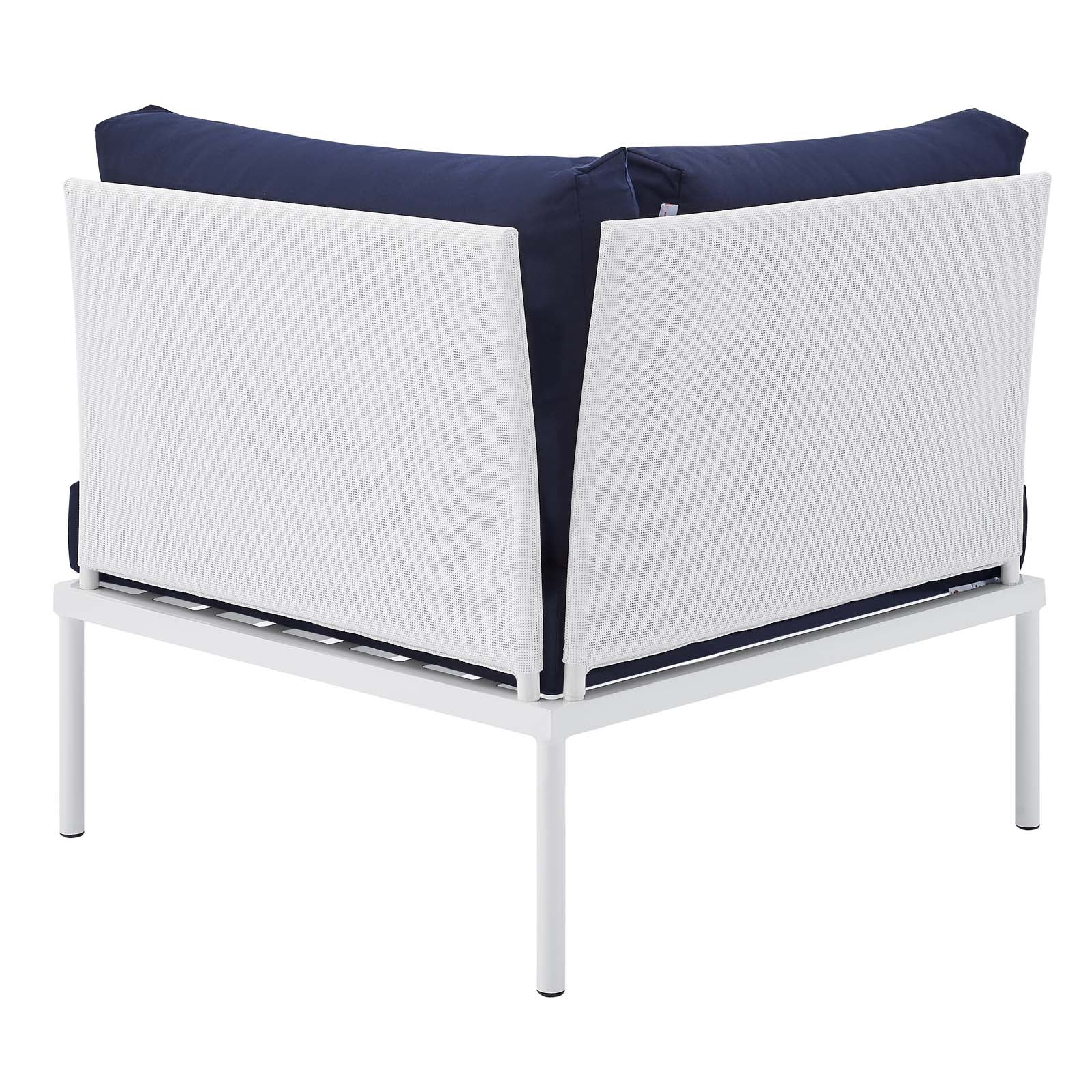 Modway Outdoor Chairs - Harmony Sunbrella Outdoor Patio All Mesh Corner Chair White Navy