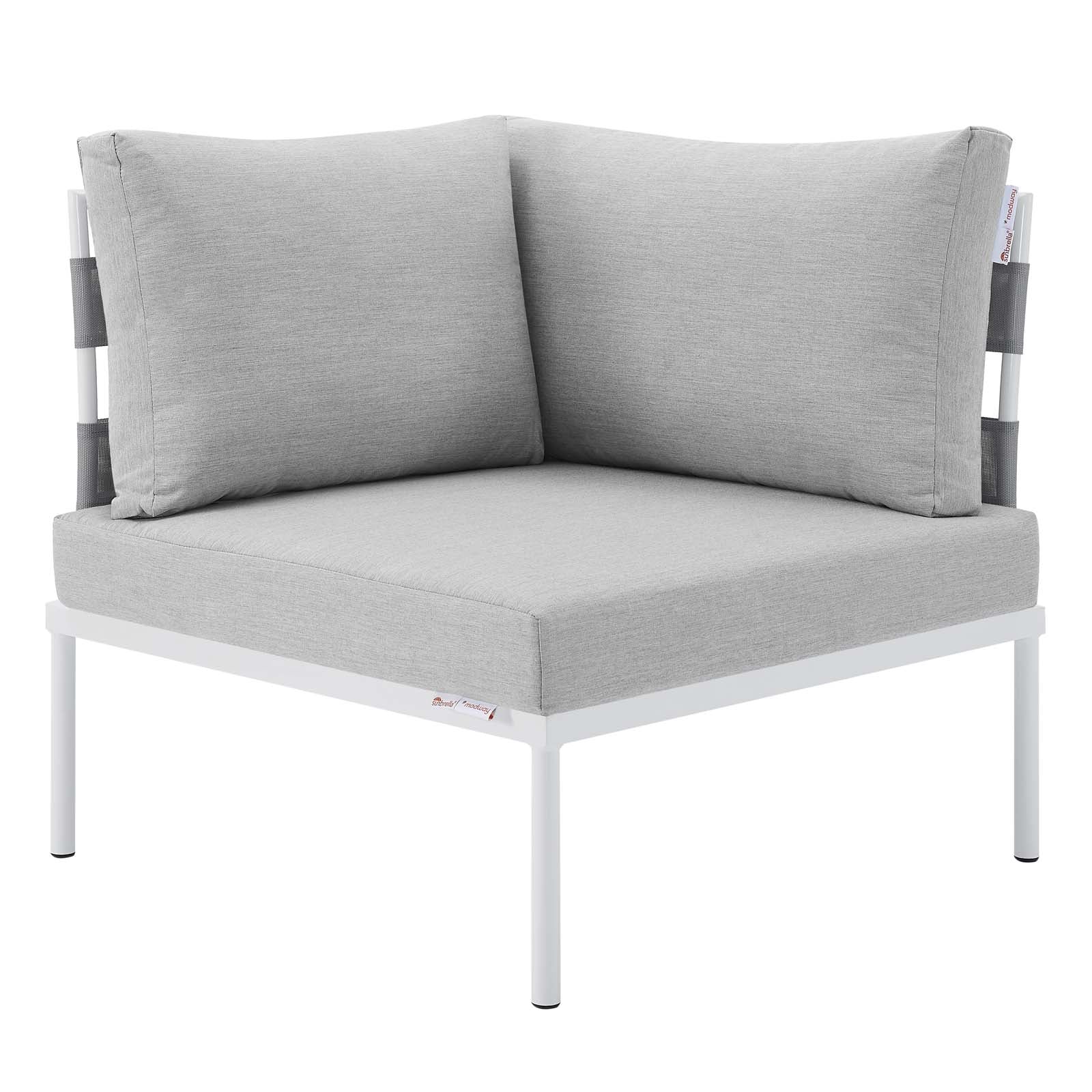 Modway Outdoor Chairs - Harmony Sunbrella Outdoor Patio Aluminum Corner Chair Gray