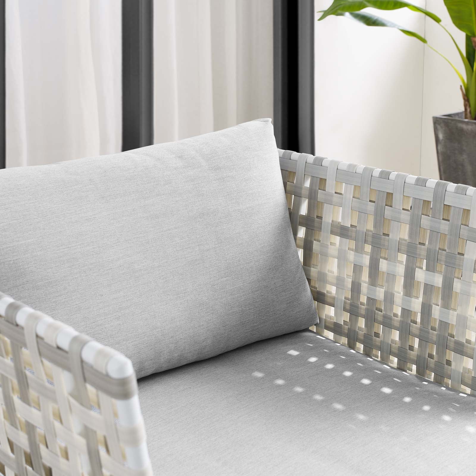 Modway Outdoor Chairs - Harmony Sunbrella Basket Weave Outdoor Patio Aluminum Armchair Taupe Gray