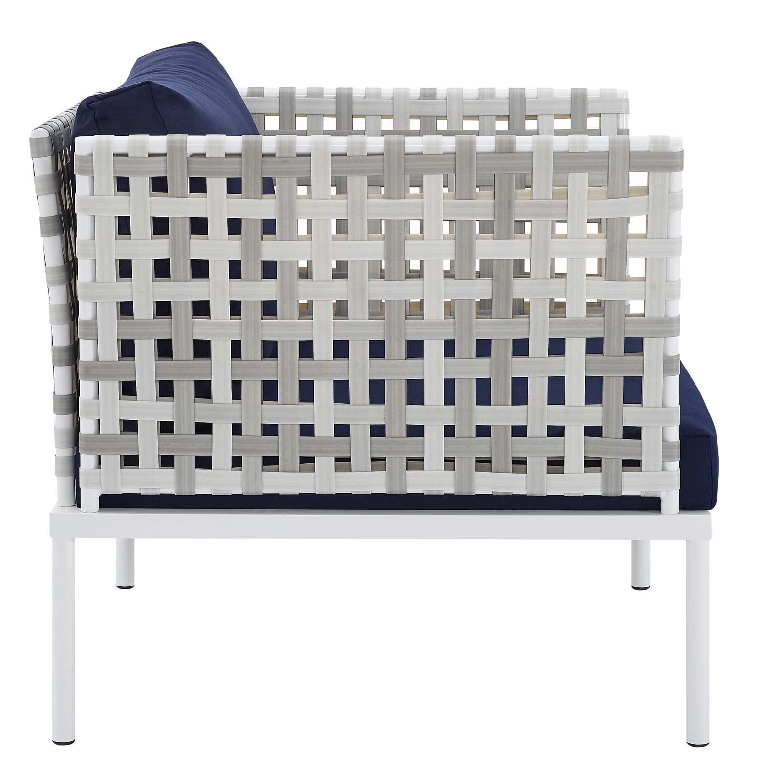 Modway Outdoor Chairs - Harmony Sunbrella Basket Weave Outdoor Patio Aluminum Armchair Taupe Navy