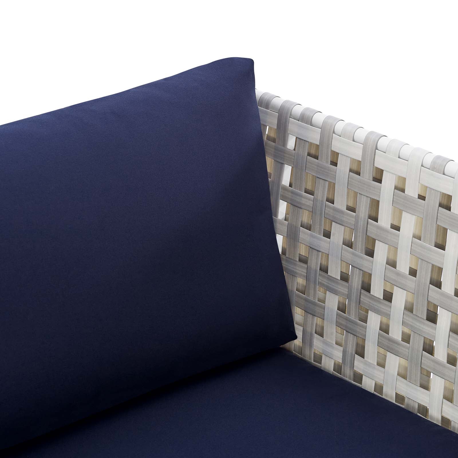 Modway Outdoor Chairs - Harmony Sunbrella Basket Weave Outdoor Patio Aluminum Armchair Taupe Navy