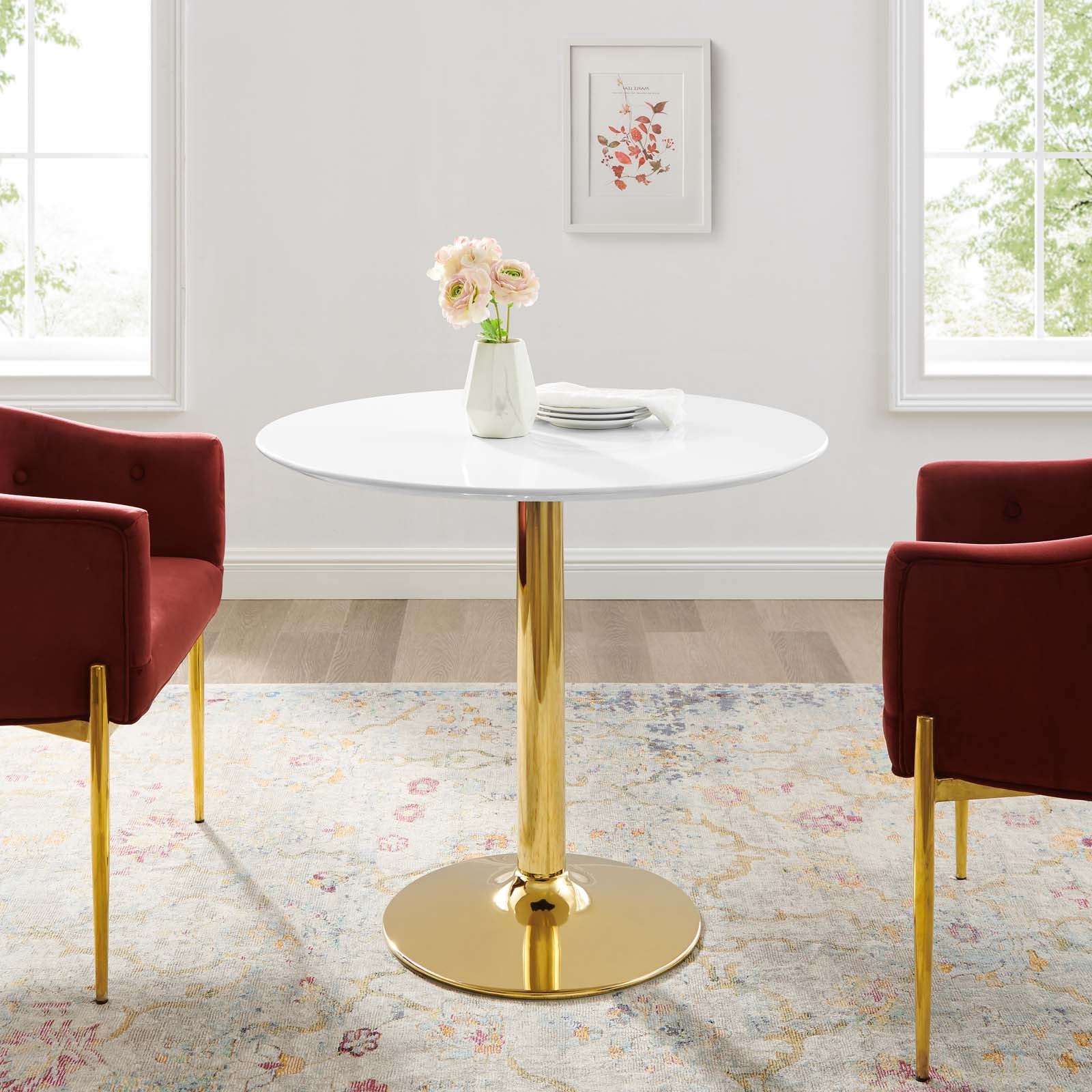 Modway Dining Tables - Verne-35"-Dining-Table-Gold-White