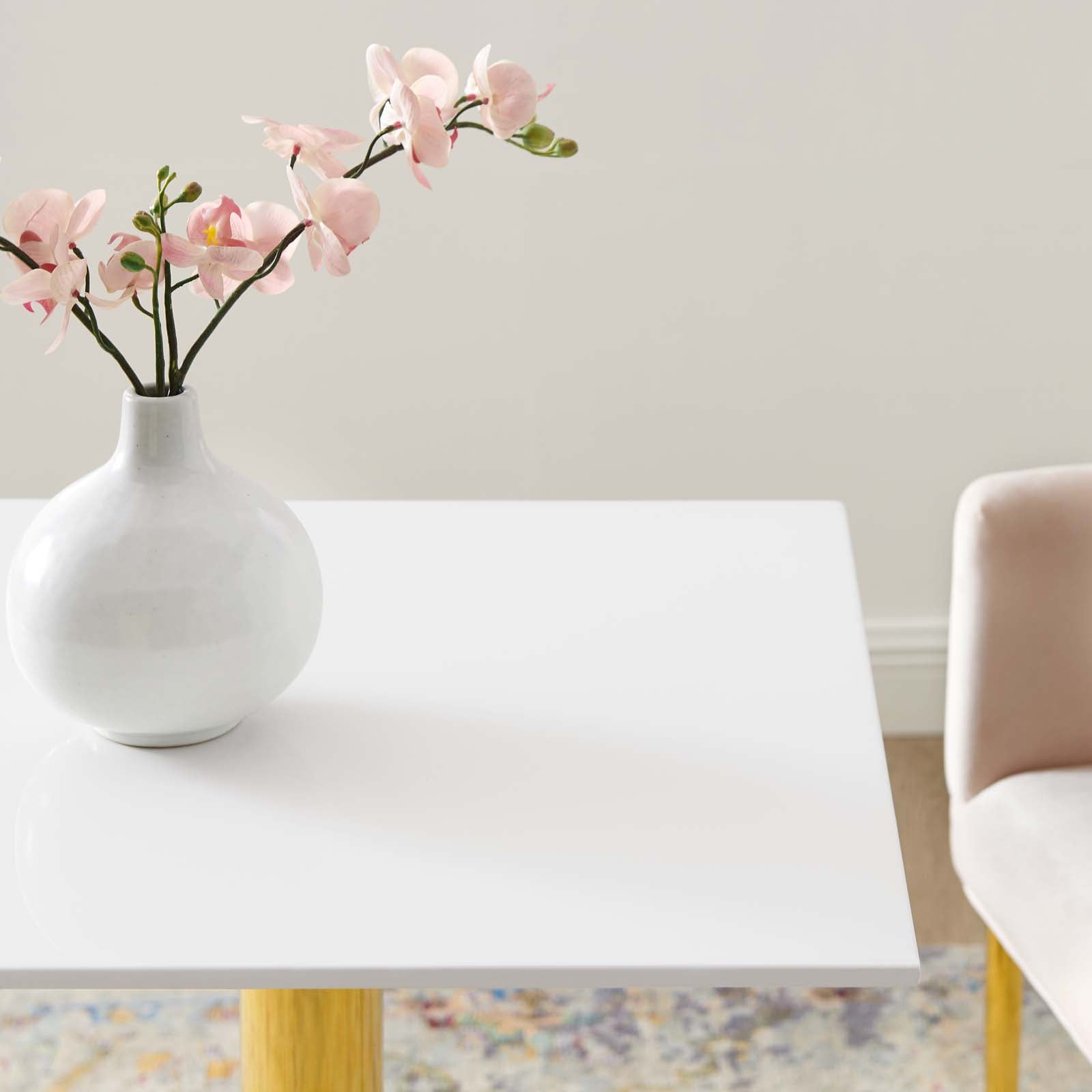 Modway Dining Tables - Verne 24" Square Dining Table Gold White