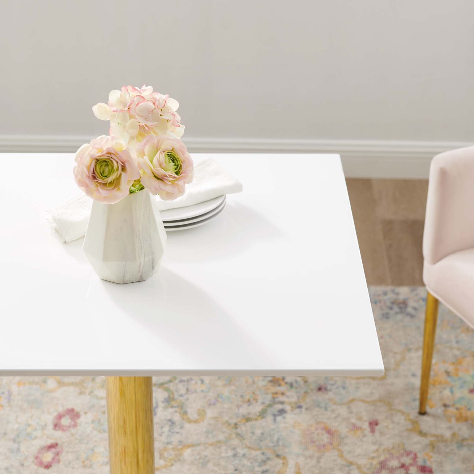 Modway Dining Tables - Verne 28" Square Dining Table Gold White