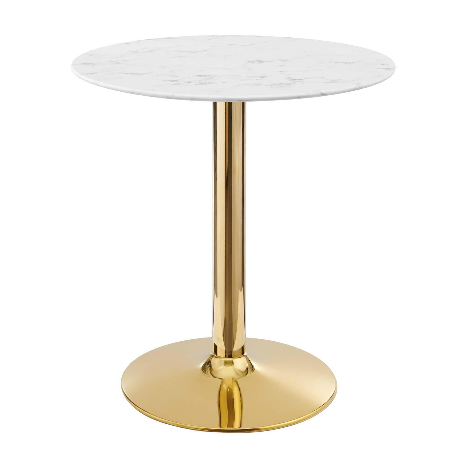 Modway Dining Tables - Verne 28" Artificial Marble Dining Table Gold White