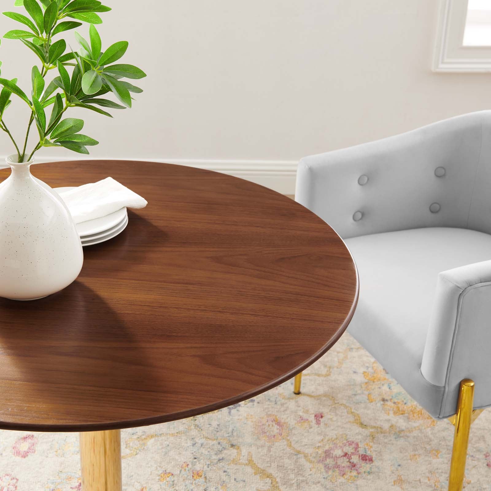 Modway Dining Tables - Verne 35" Dining Table Gold Walnut