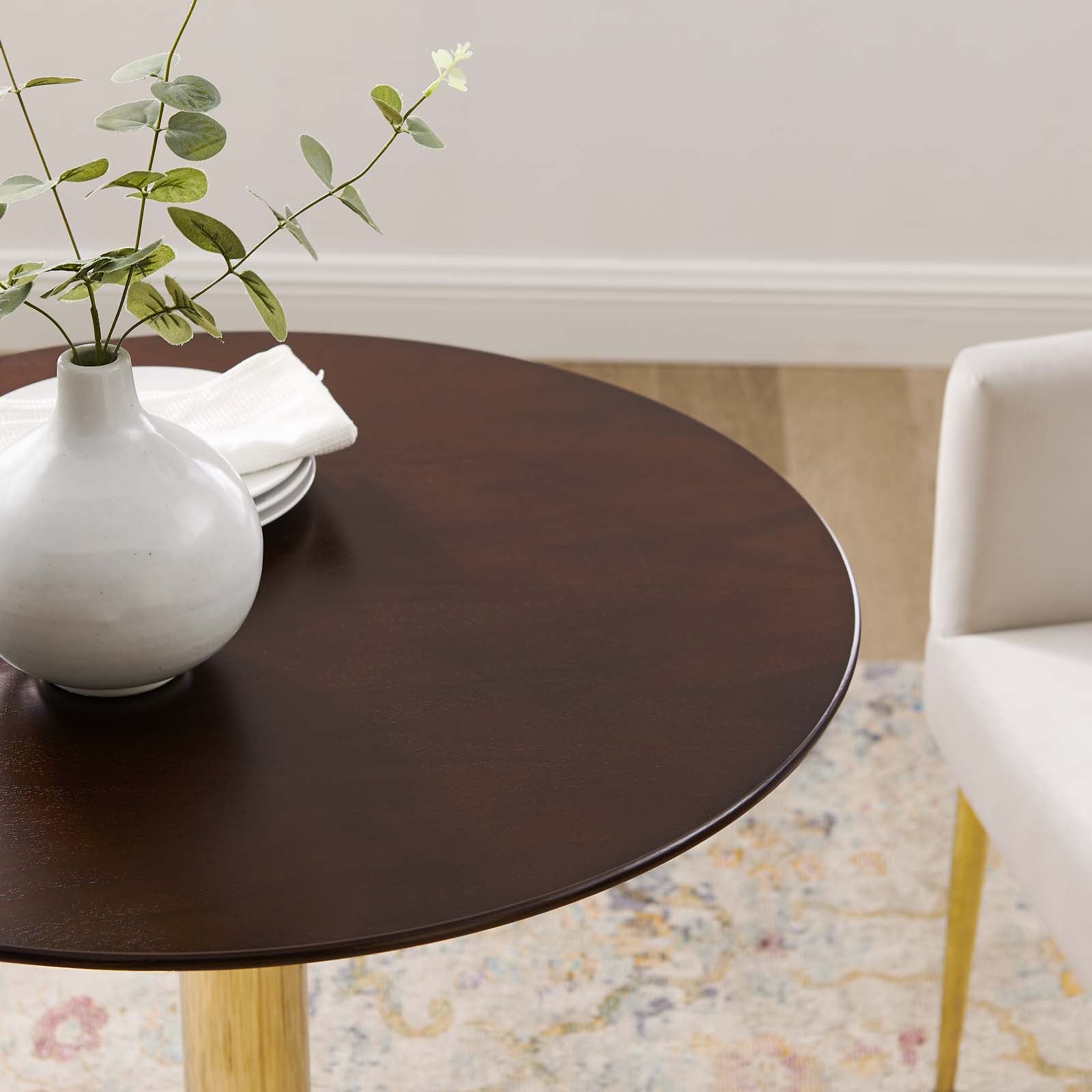 Modway Dining Tables - Verne-28"-Dining-Table-Gold-Cherry-Walnut