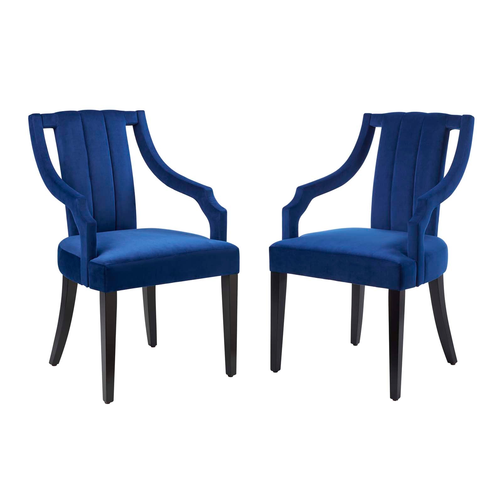 Modway Dining Chairs - Virtue-Performance-Velvet-Dining-Chairs---Set-of-2-Navy