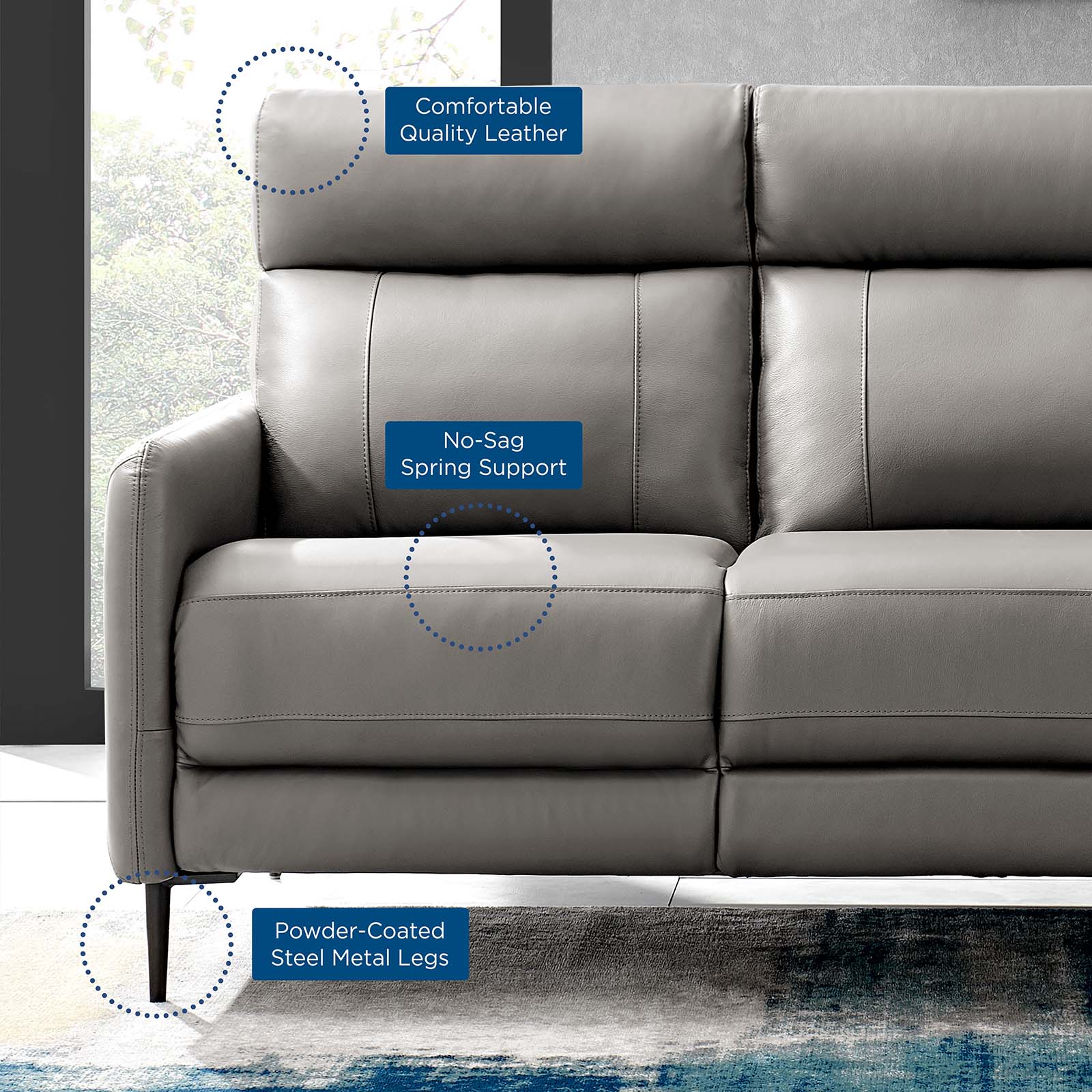 Modway Sofas & Couches - Huxley Leather Sofa Gray