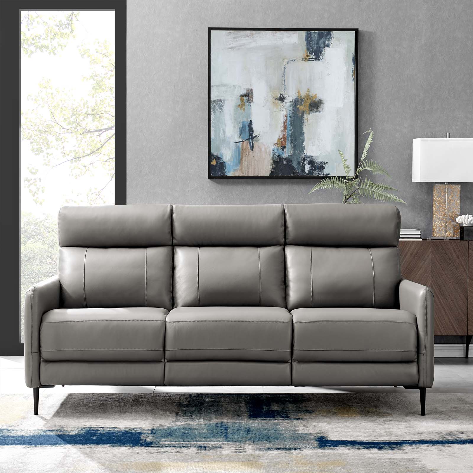 Modway Sofas & Couches - Huxley Leather Sofa Gray