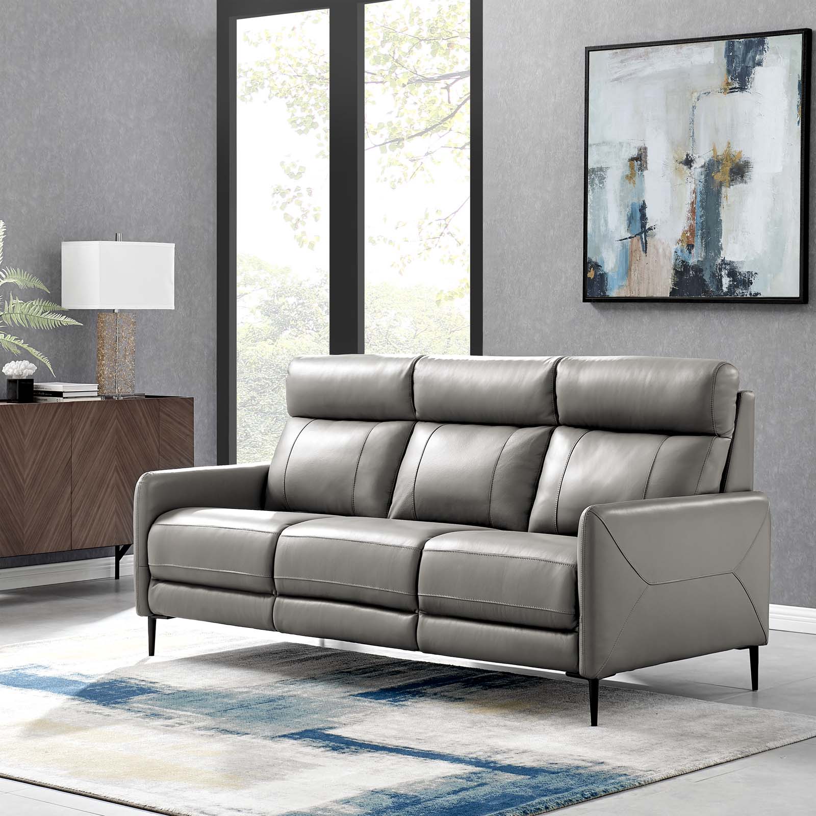 Modway Sofas & Couches - Huxley Leather Sofa Gray