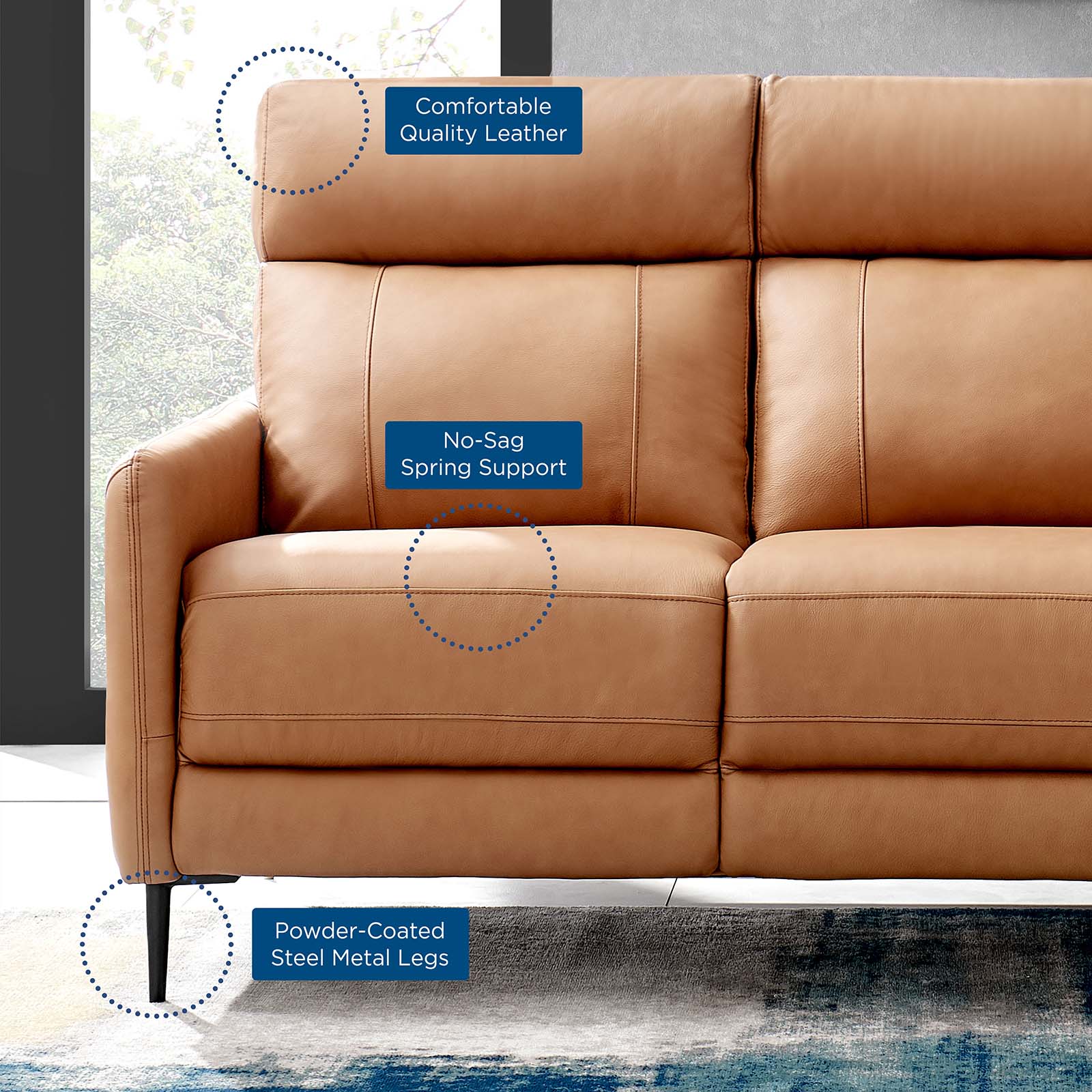 Modway Sofas & Couches - Huxley Leather Sofa Tan