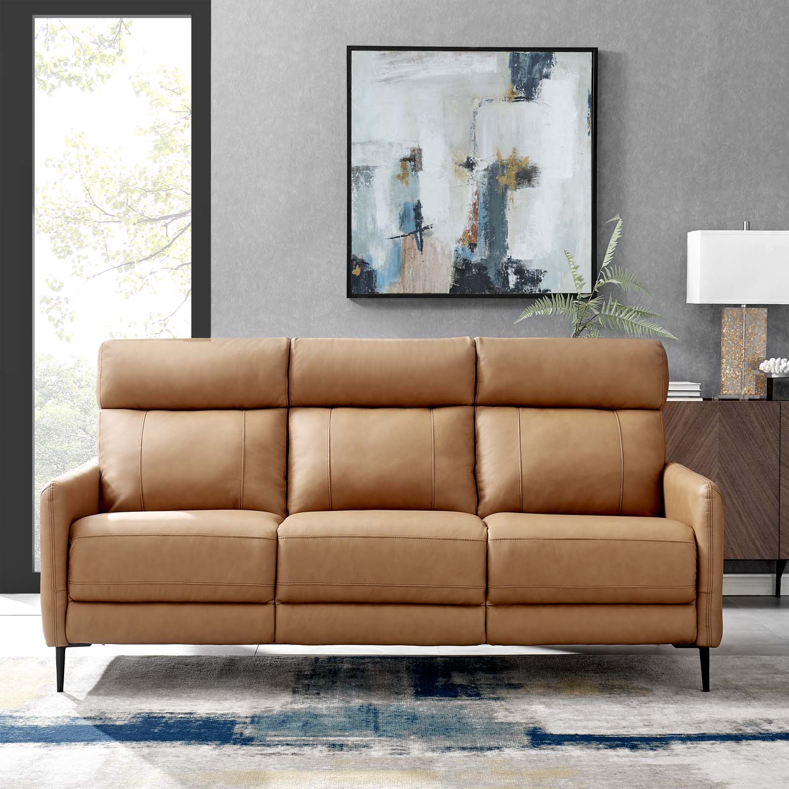Modway Sofas & Couches - Huxley Leather Sofa Tan