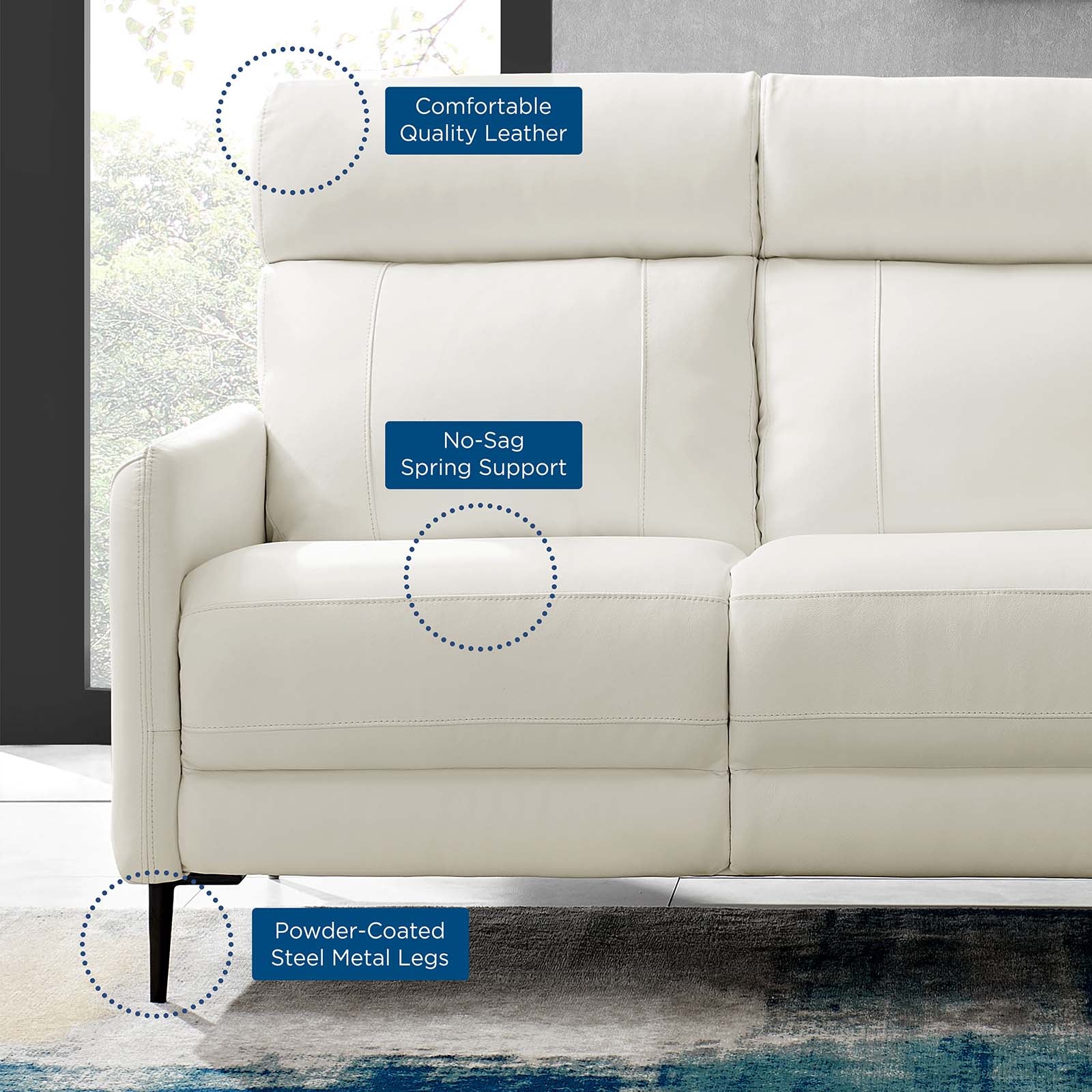 Modway Sofas & Couches - Huxley Leather Sofa White