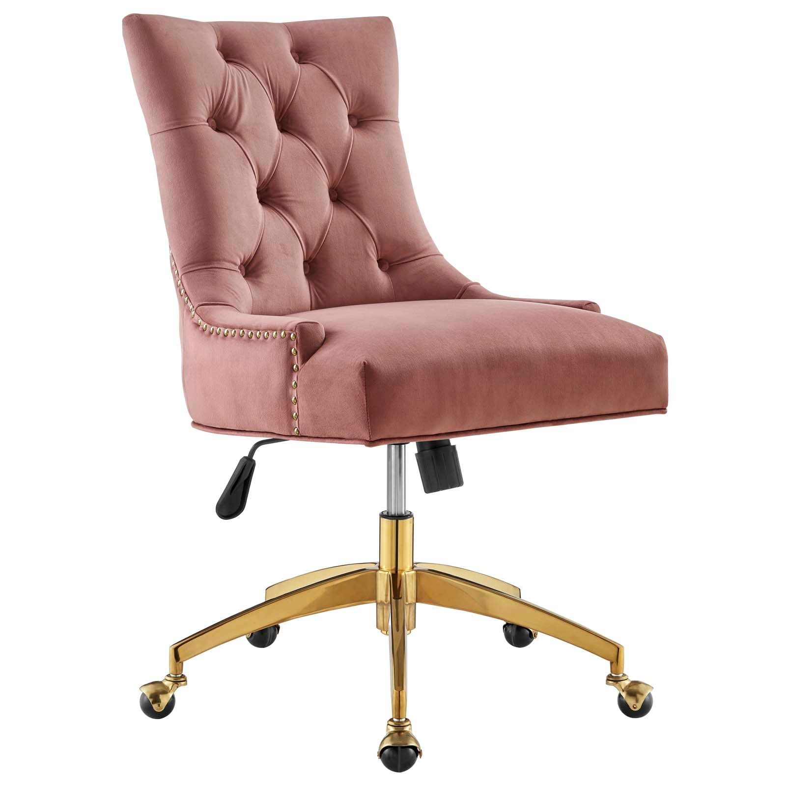 Modway Task Chairs - Regent Tufted Performance Velvet Office Chair Gold Dusty Rose
