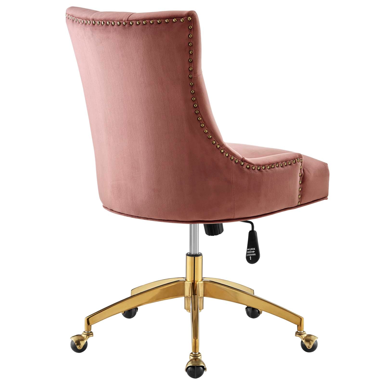 Modway Task Chairs - Regent Tufted Performance Velvet Office Chair Gold Dusty Rose