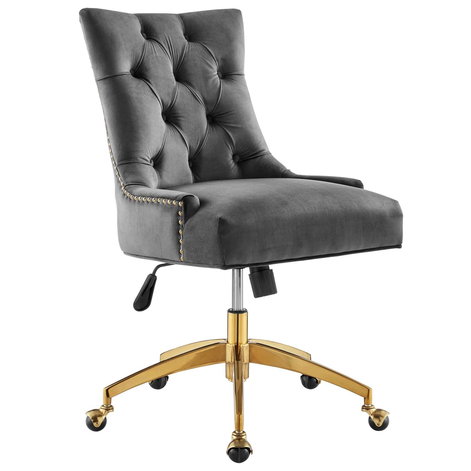Modway Task Chairs - Regent Tufted Performance Velvet Office Chair Gold Gray
